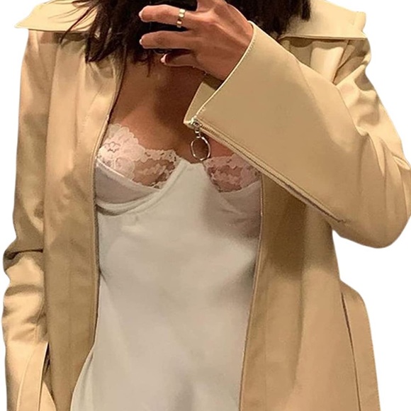 NWT (S) White Satin Slip Dress Spaghetti Strap Mini Lace Satin Bustier Slip Y2K - Picture 7 of 9